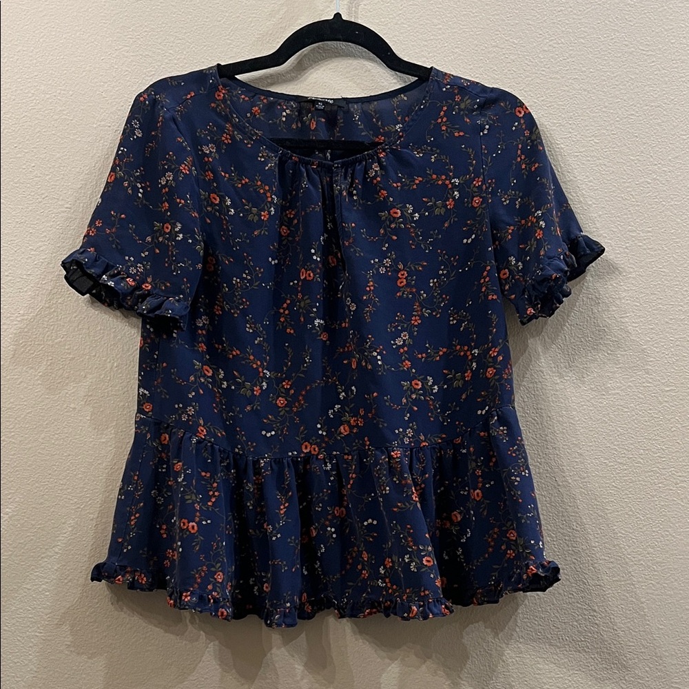 Madewell Women’s Silk Floral Ruffle Hem Top